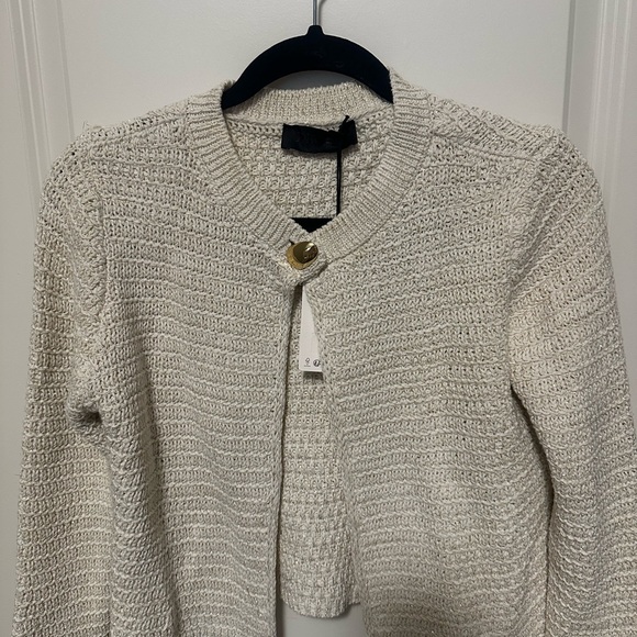 Zara Sweaters - Zara Cream Textured Knit Cardigan with Gold Button